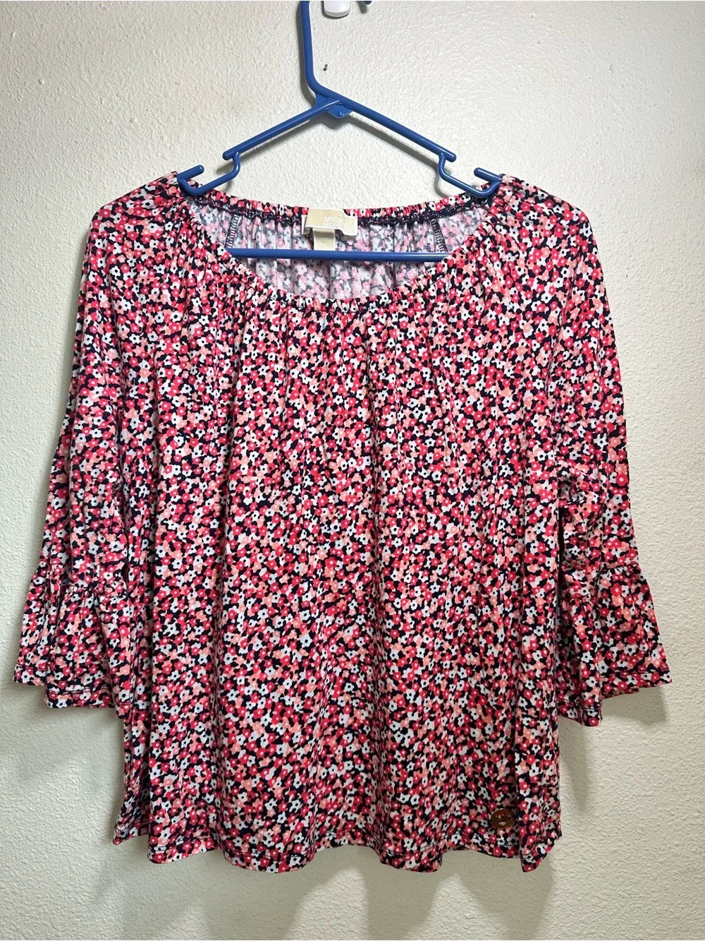 Michael Kors Women’s Pink Multi Floral Peasant Top Size M